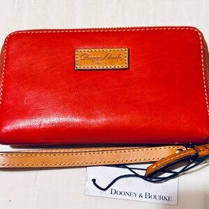 Dooney & Bourke Red Wristlet with Tan Accents